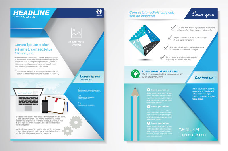蓝色现代企业宣传册矢量设计