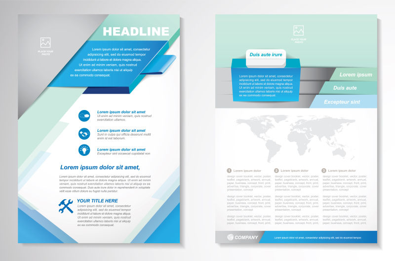 矢量的蓝色宣传册设计