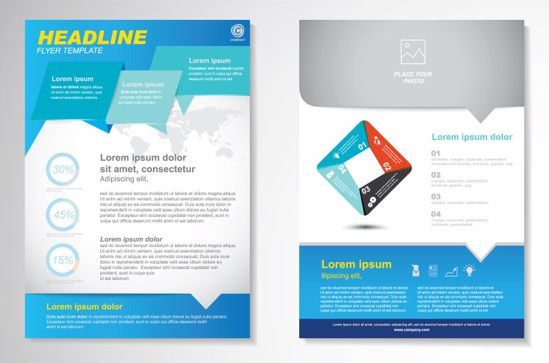 矢量的蓝色企业宣传册