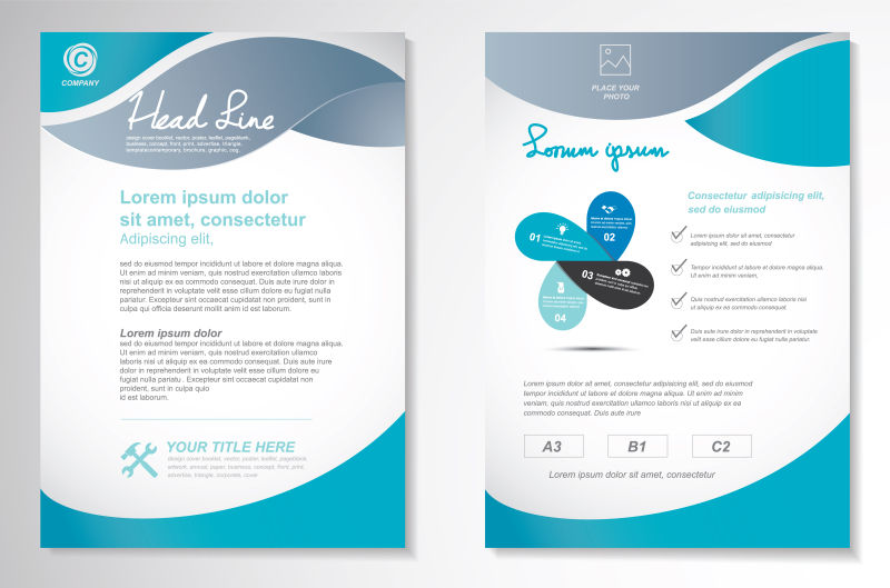 矢量蓝色商业宣传册设计