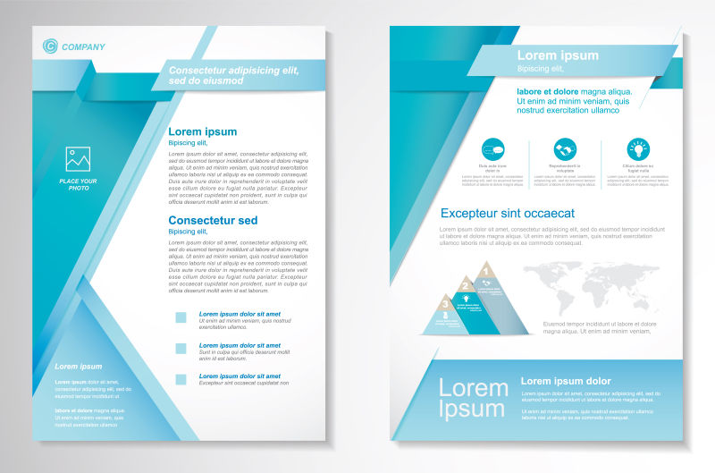 抽象的蓝色现代企业宣传册矢量设计