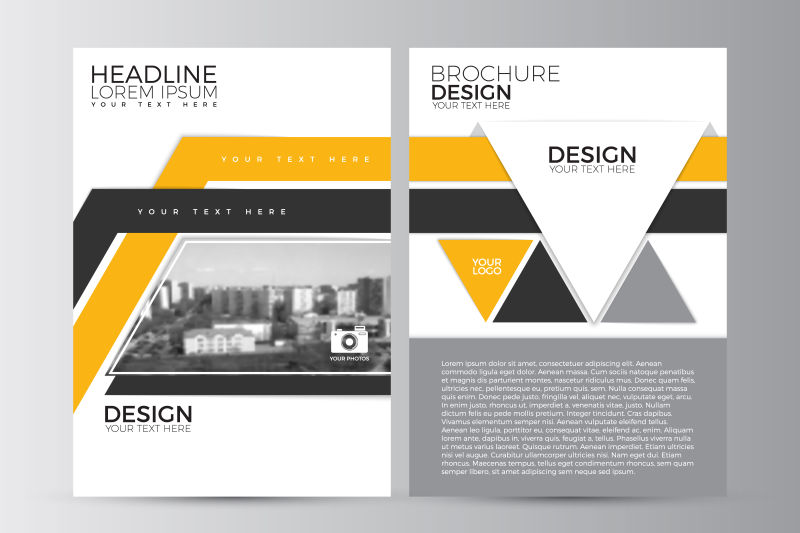 抽象矢量时尚黑黄元素的时尚宣传册设计