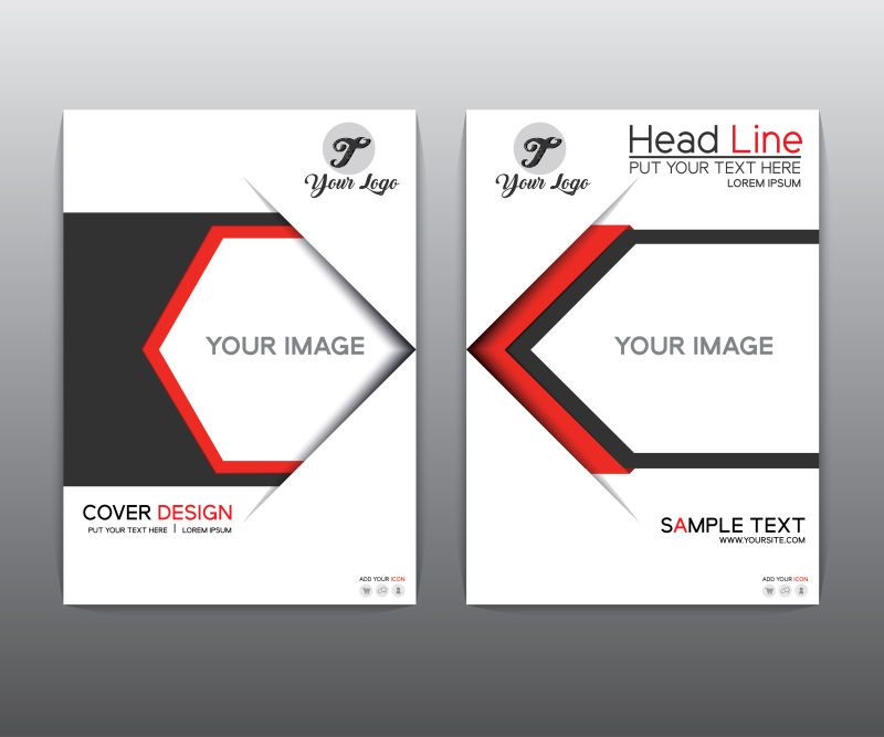 抽象红黑雅致风格的矢量年度宣传册版式设计