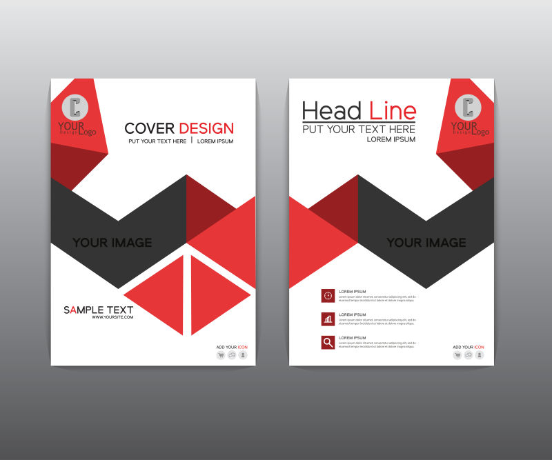 抽象矢量红黑几何风格的现代宣传册设计