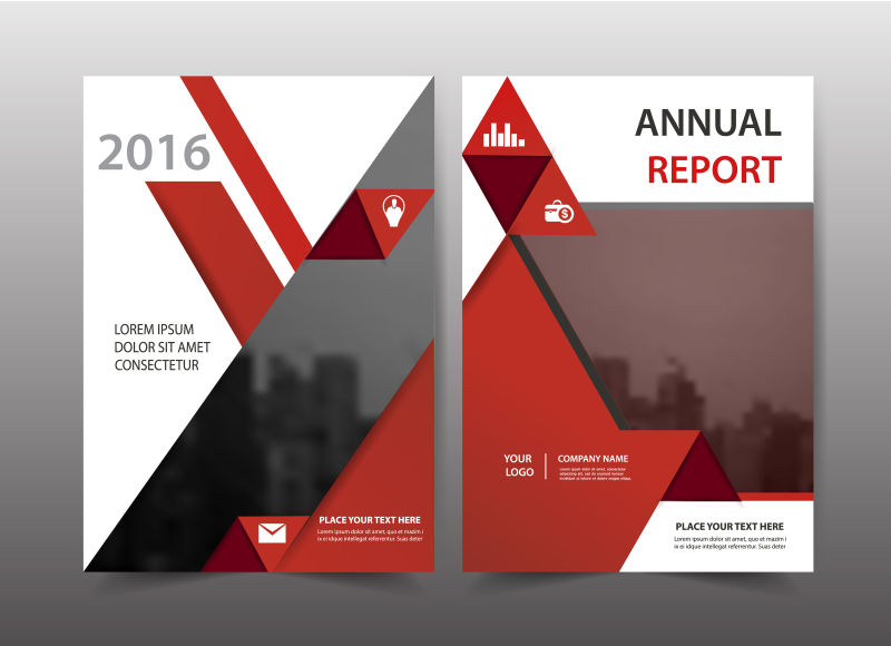 抽象红色主题的矢量宣传册版式设计