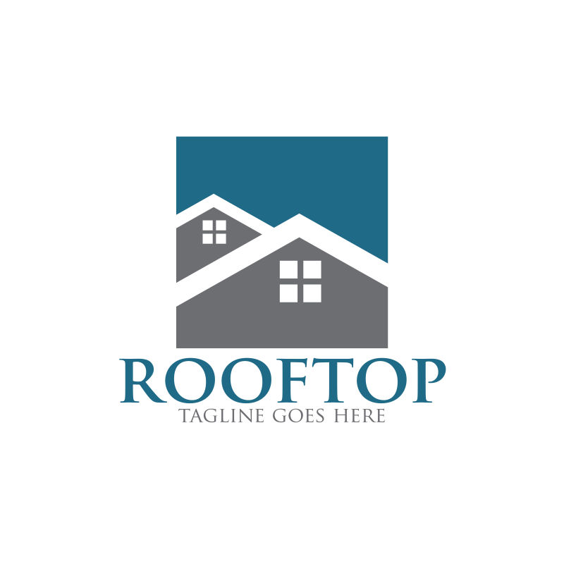 白色背景上的屋顶建筑矢量图