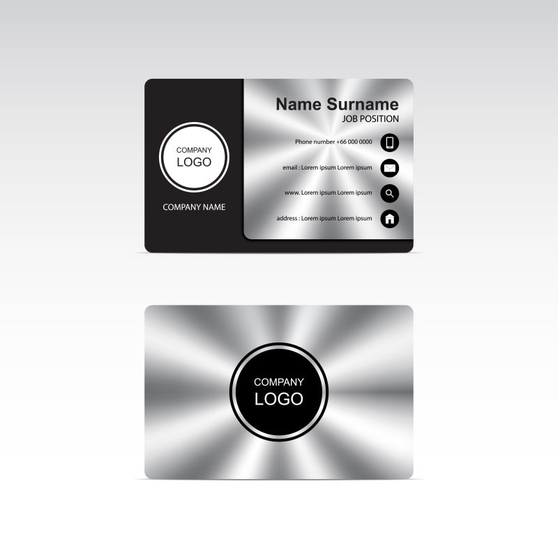 现代抽象金属名片设计样板矢量图