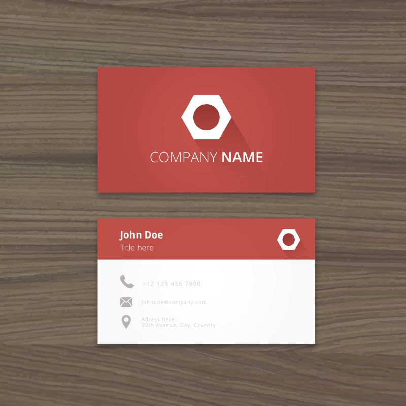 带六角标志名片设计样板矢量图