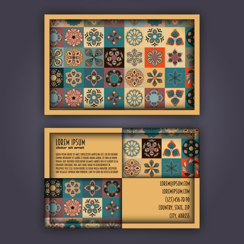 矢量条纹名片花色块状