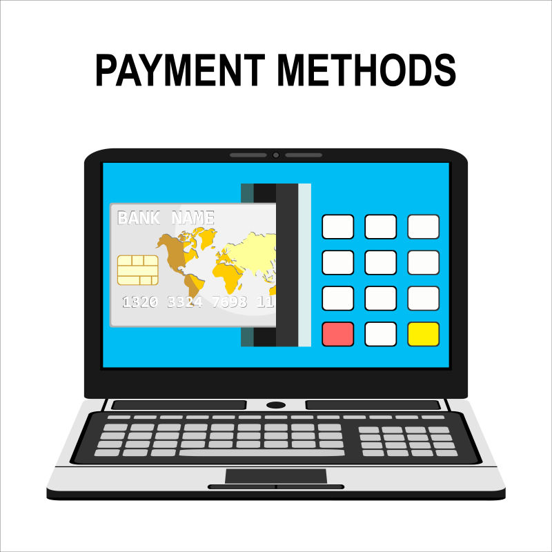 创意矢量支付方式概念的平面插图