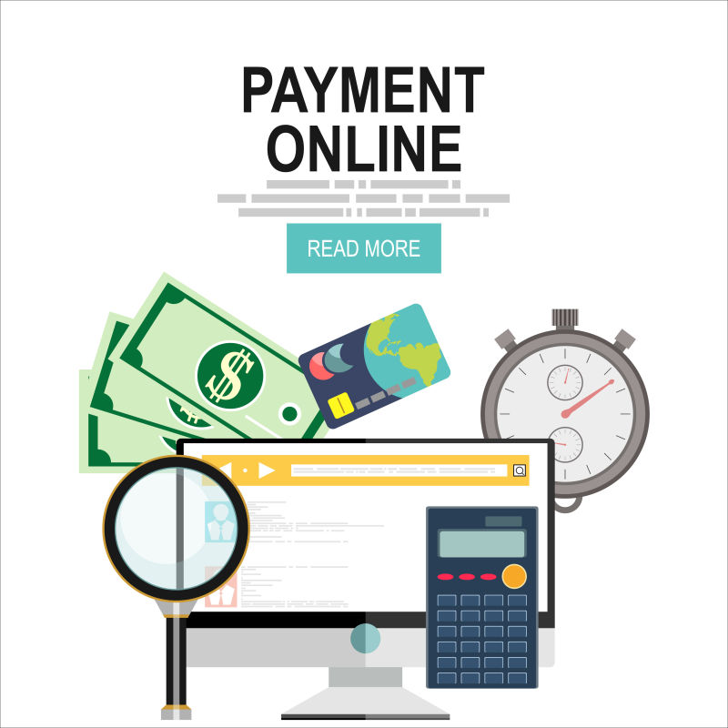 创意矢量网络支付概念的平面插图