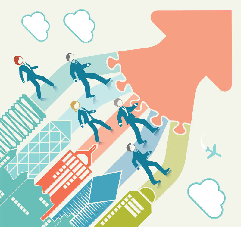 矢量城市景观商业商人