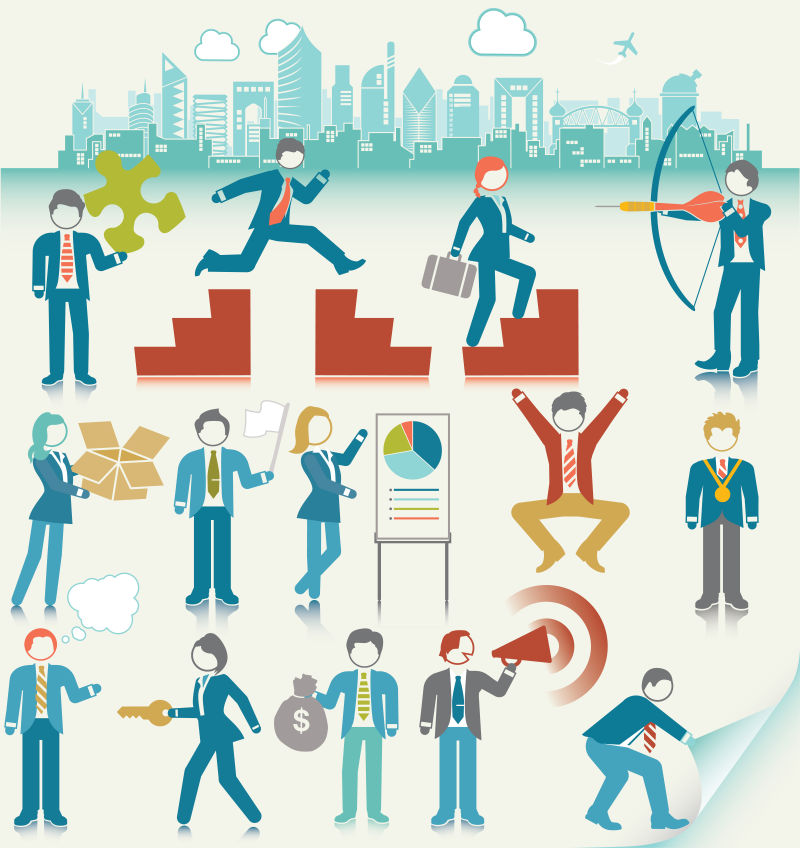 矢量商人商务活动概念