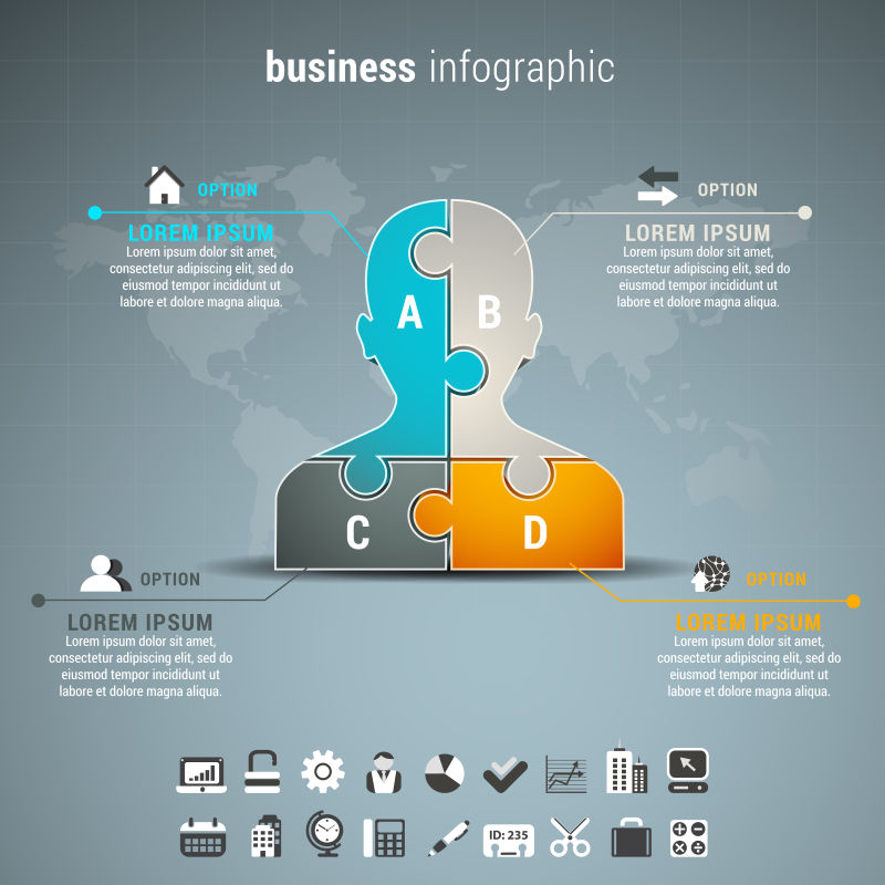 人像商业信息图表的矢量插图