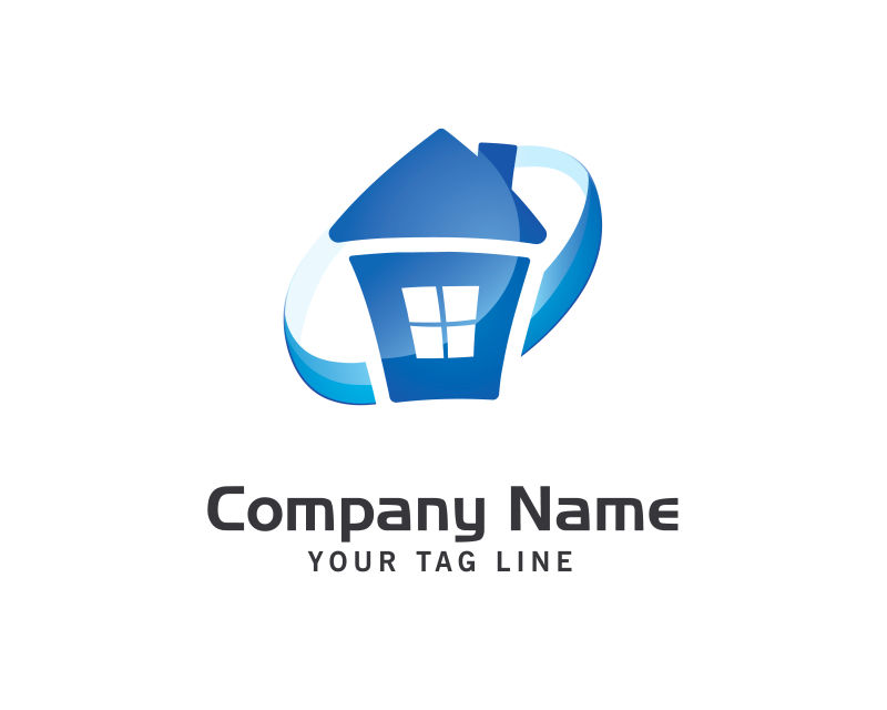蓝色房子公司标志矢量图