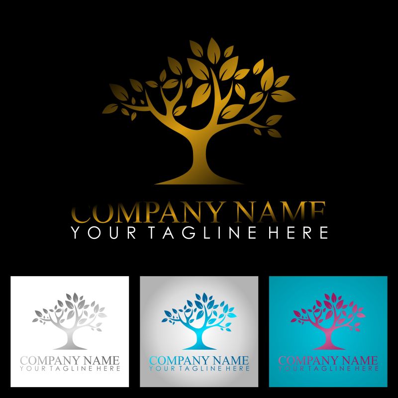 金色大树公司标志矢量图