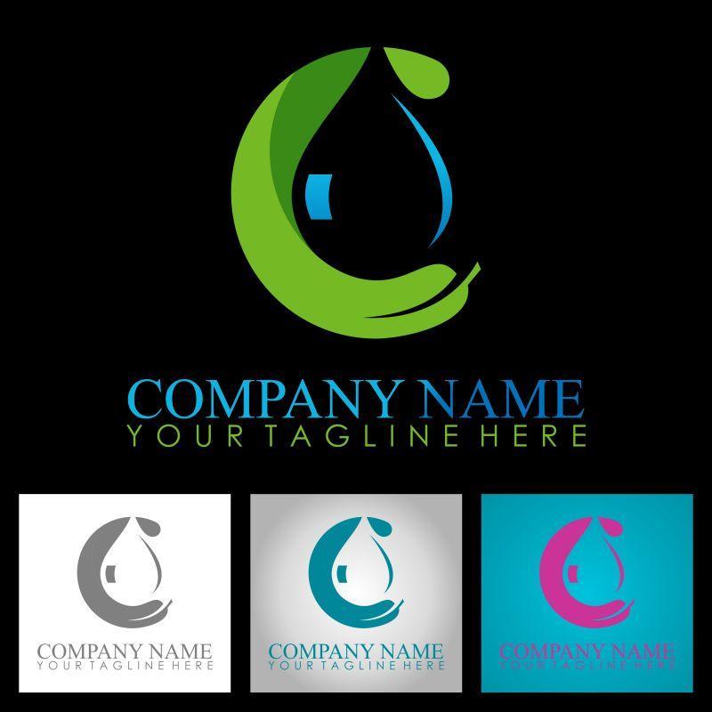 绿色现代抽象公司标志矢量图