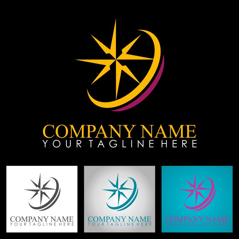 现代金色抽象的公司标志矢量图