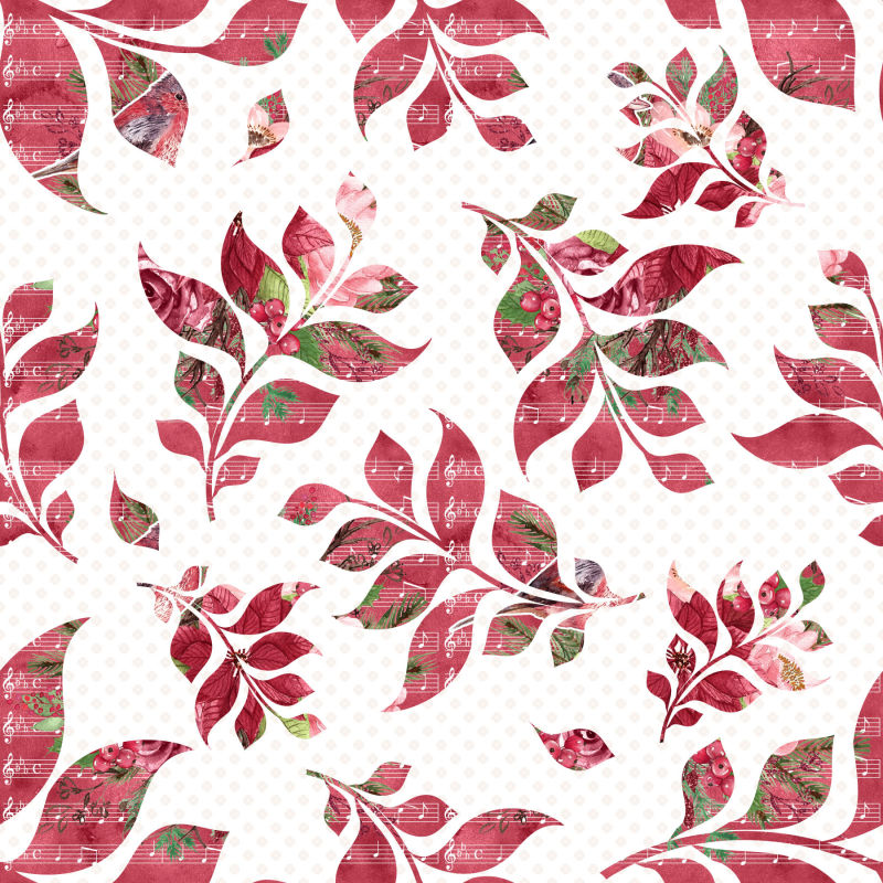 红色花卉水彩设计