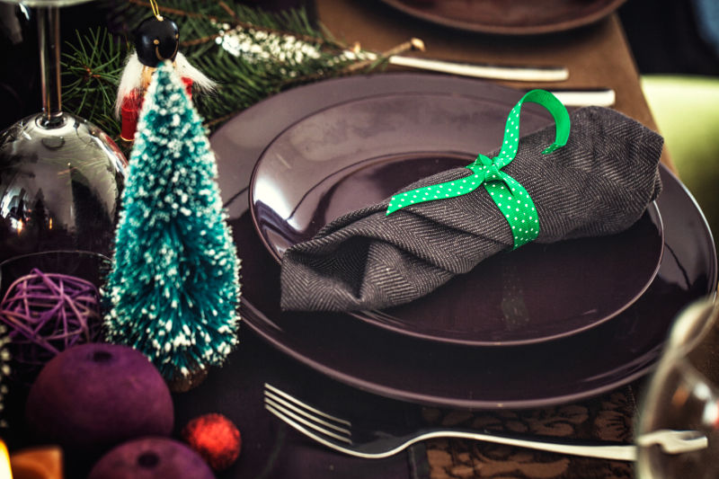 圣诞节主题摆置的桌面