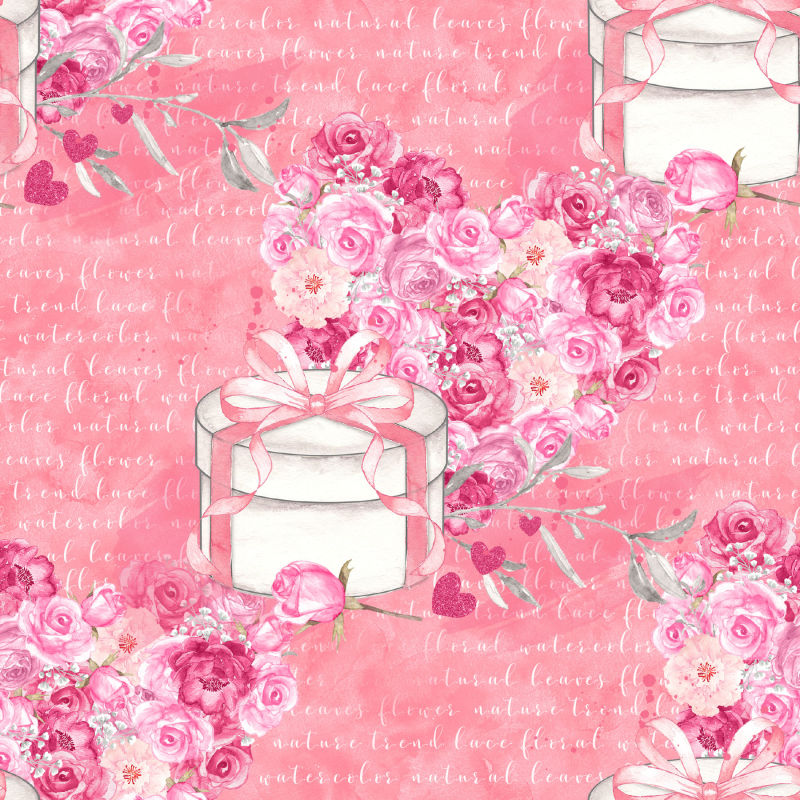 粉色花朵和礼盒背景