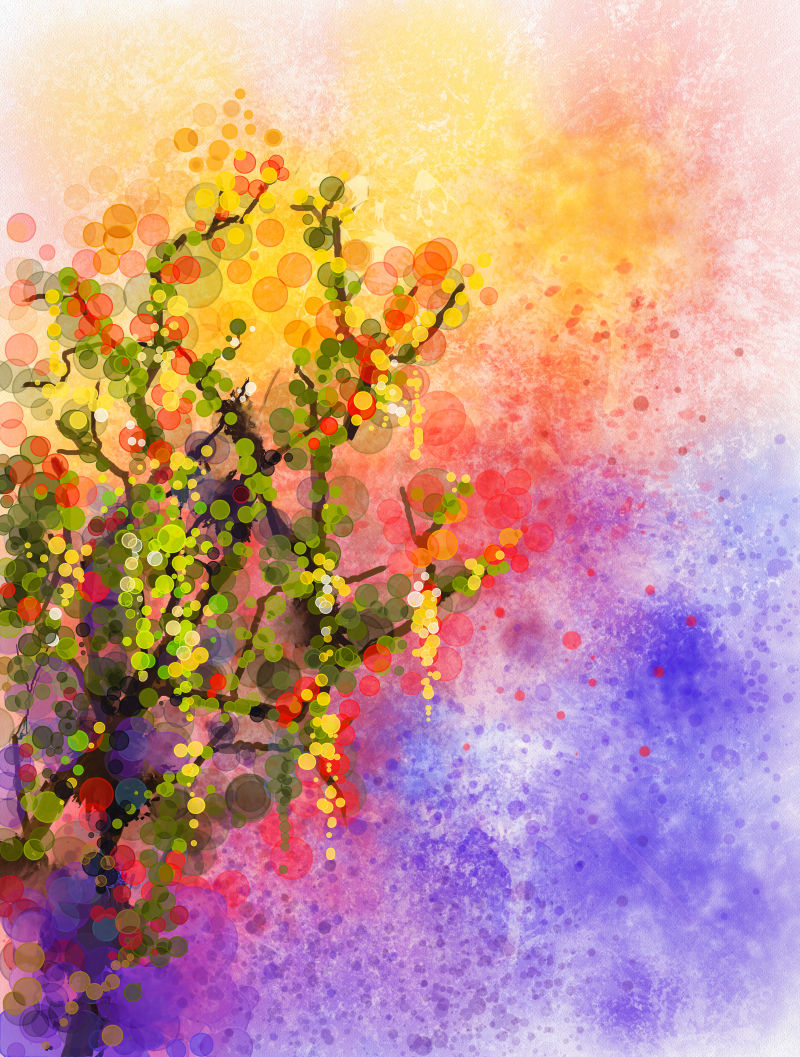 花的水彩画插图图片-花卉水彩抽象画素材-高清图片-摄影照片-寻图免费