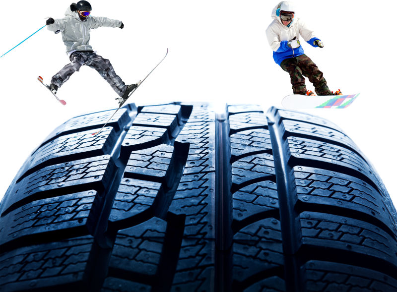 轮胎上的滑雪运动员