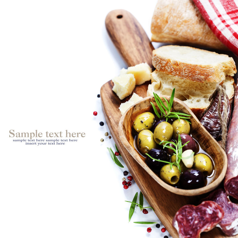 白色背景下的美食