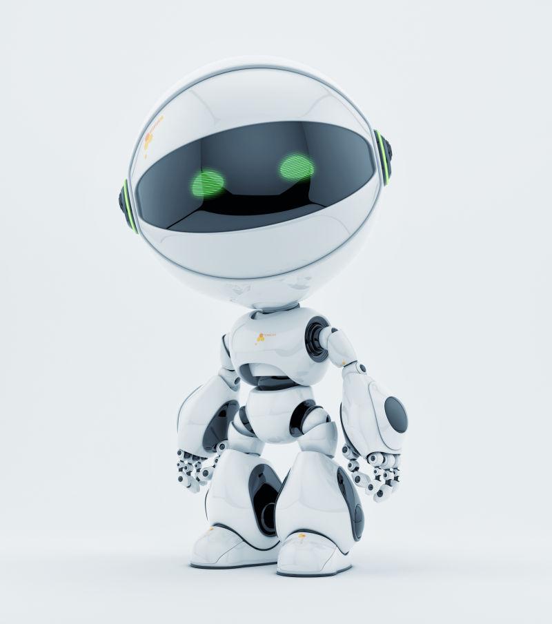 可爱的绿色眼睛的机器人生物