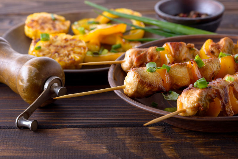 鸡和蔬菜特写镜头