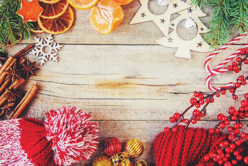 圣诞节木桌背景
