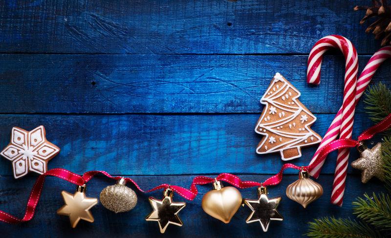 圣诞节装饰蓝色背景