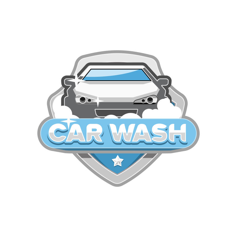 白色背景上的矢量洗车标志设计
