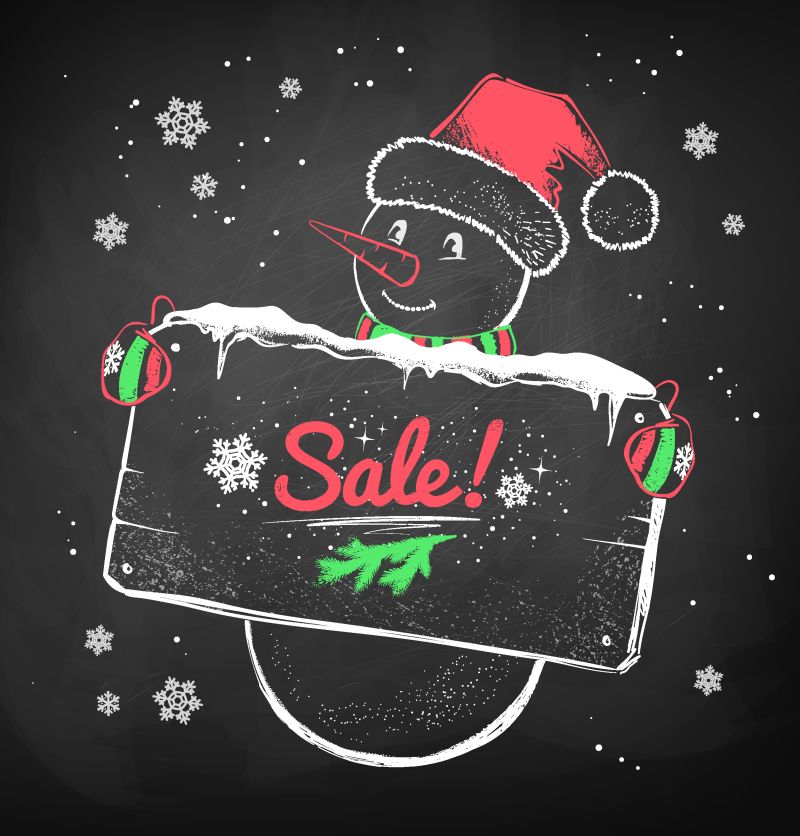 黑色背景上的雪人矢量