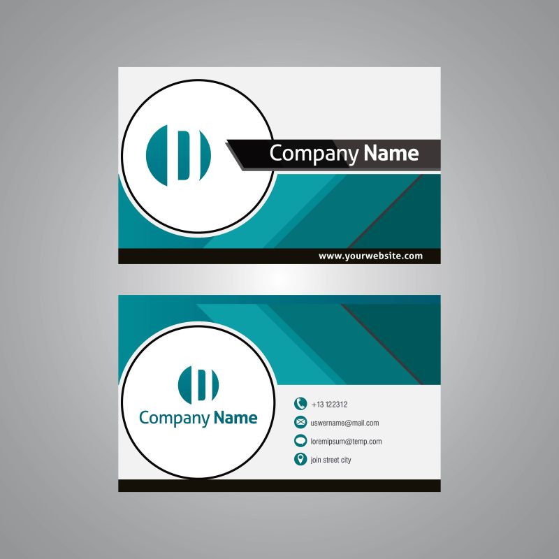 简单的绿色名片设计样板矢量图