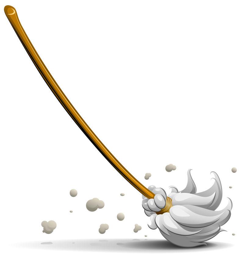 扫帚扫地矢量插图