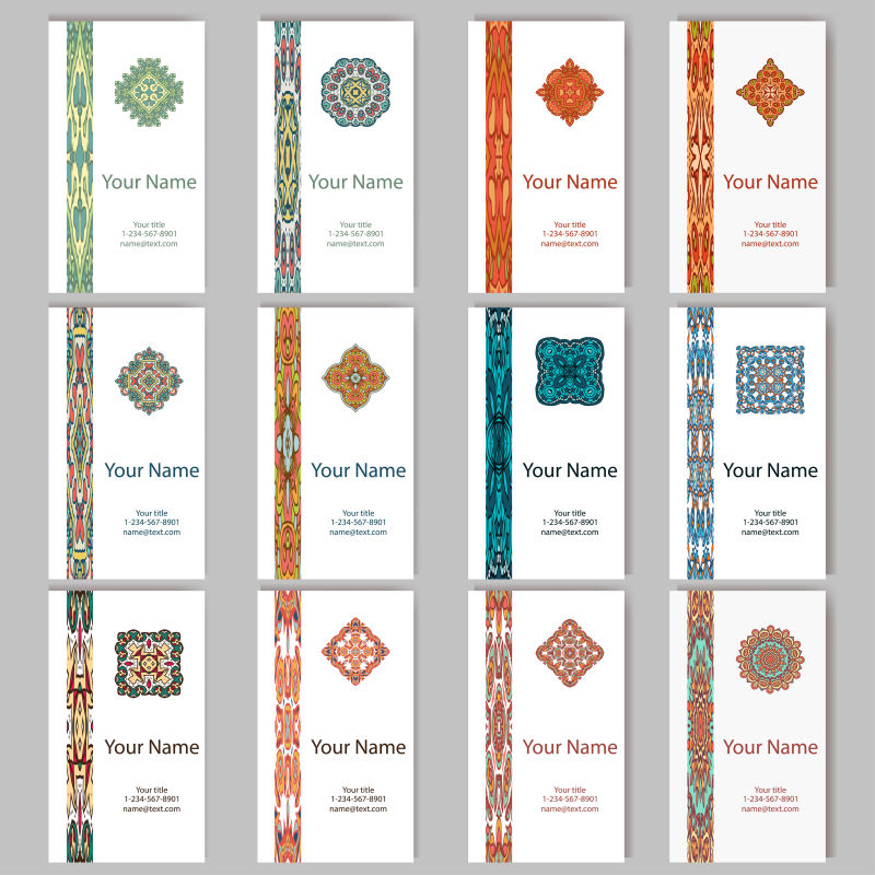 创意几何彩色曼陀罗元素的请帖设计