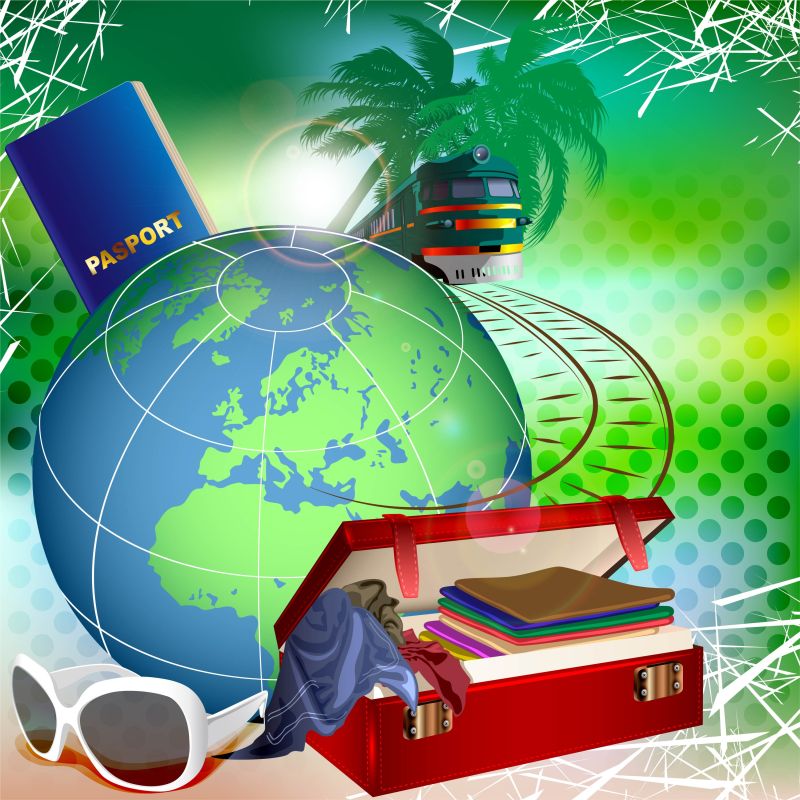 卡通世界旅行矢量图