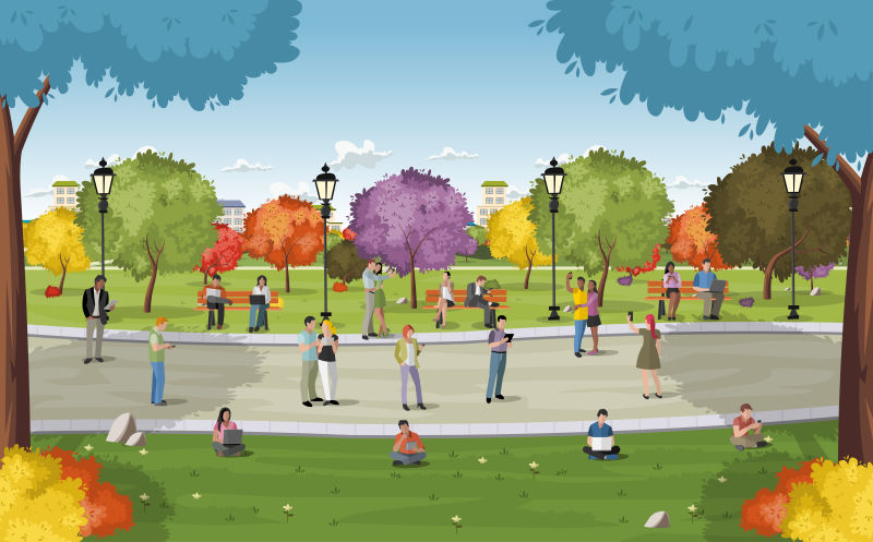 公园宣传海报设计矢量图