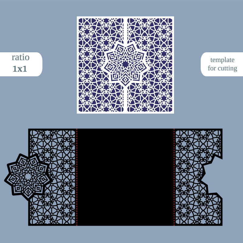 纸质正四边形贺卡矢量插图