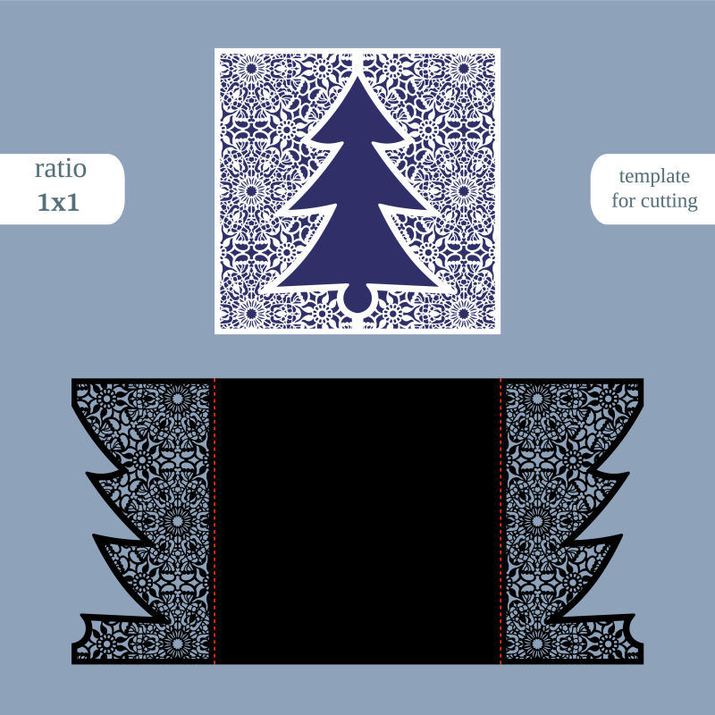 激光切割圣诞方框矢量图
