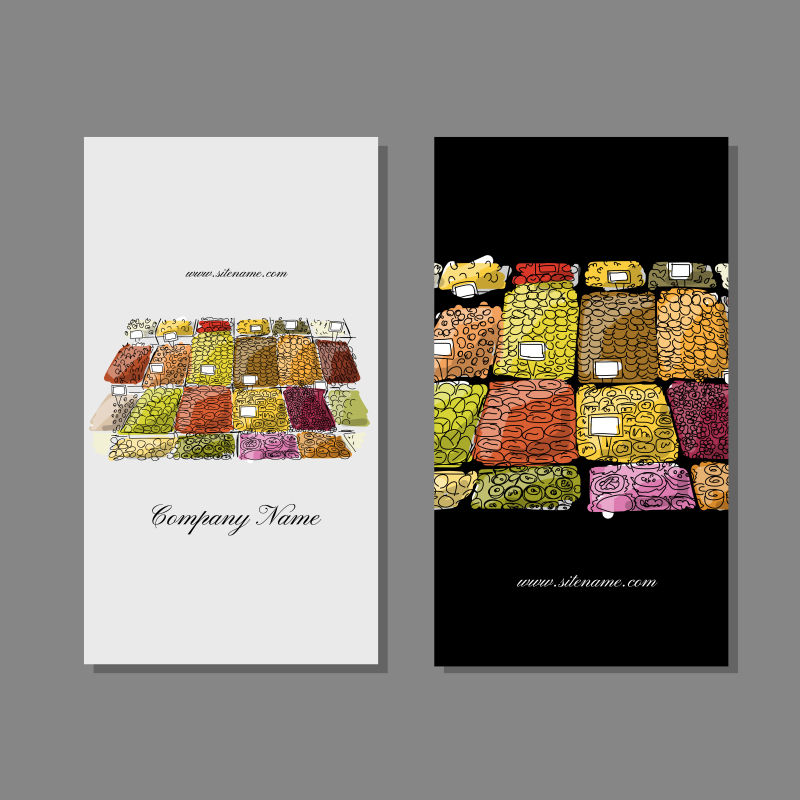 黑白水果名片矢量图设计