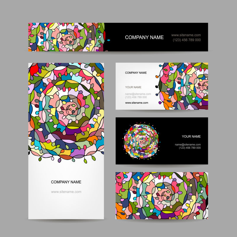 创意花卉矢量图设计卡片