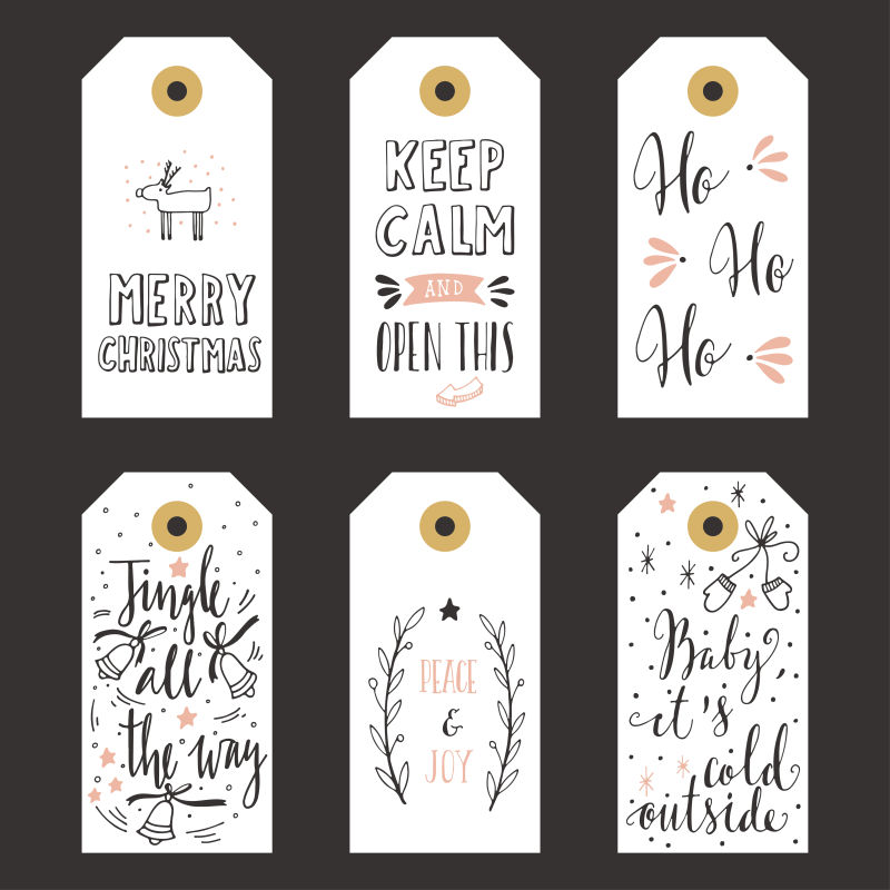 旧式圣诞礼品标签矢量图