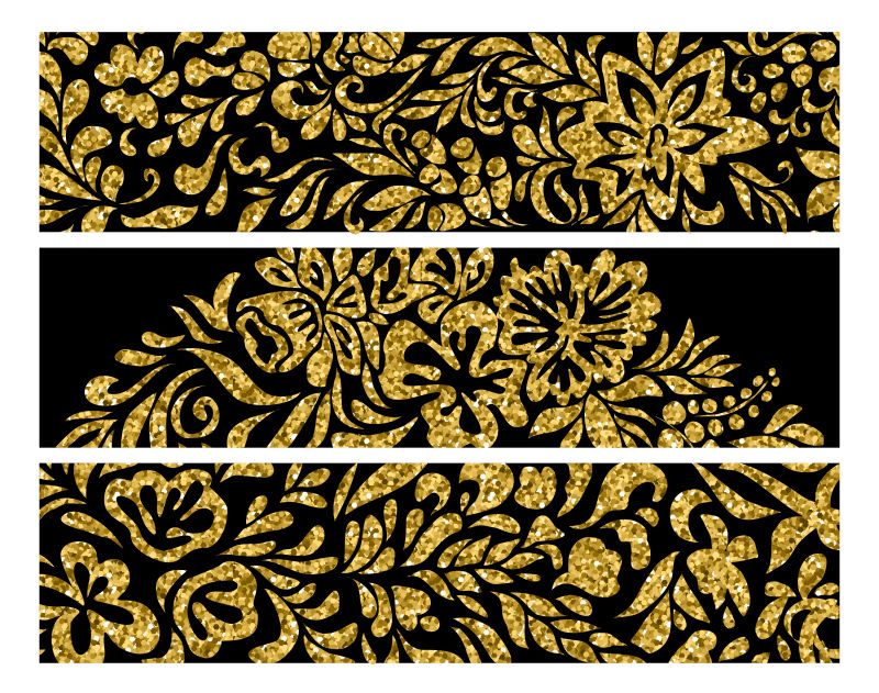 金色的花朵图案矢量插图