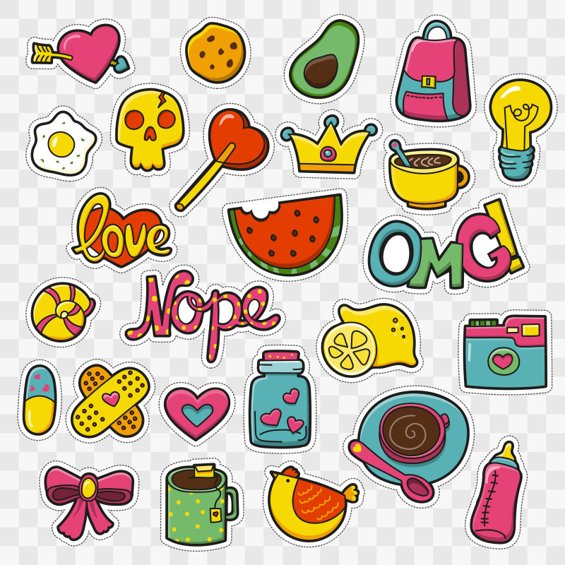 矢量时装补丁徽章贴纸