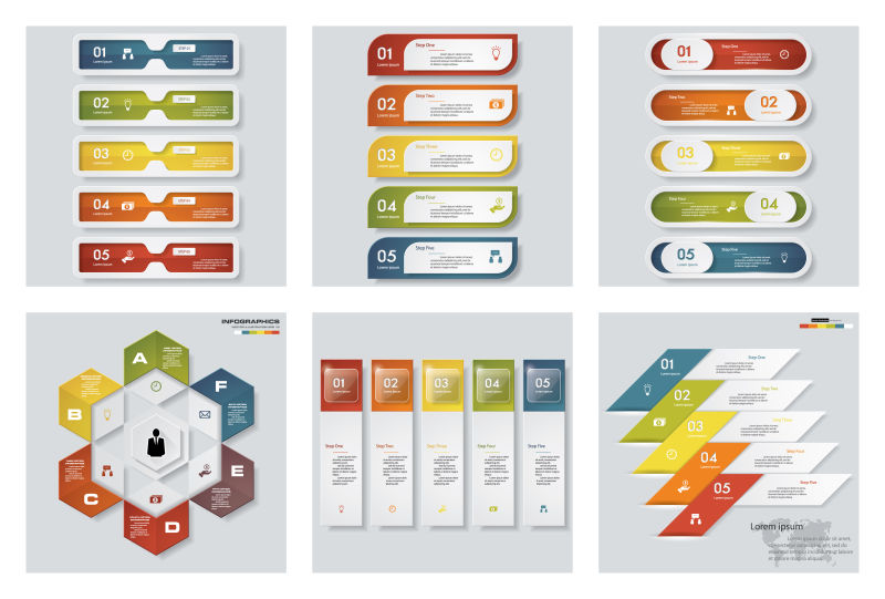 矢量彩色图标文案文稿演示