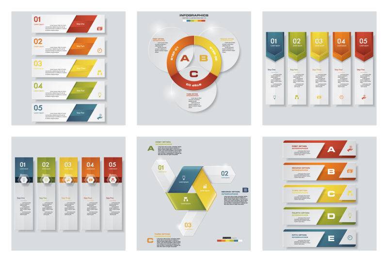 矢量多彩可视化图表文稿展示设计