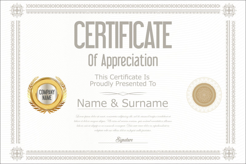 简洁风证书样板设计矢量图