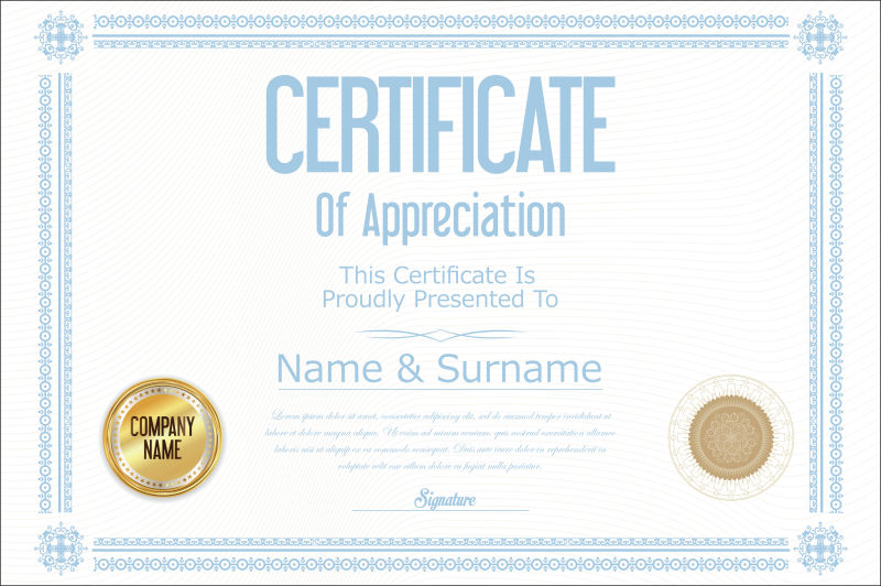 简约风证书样板设计矢量图